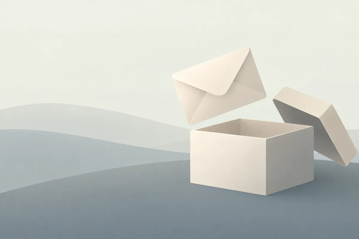 An envelope lifting out of a box