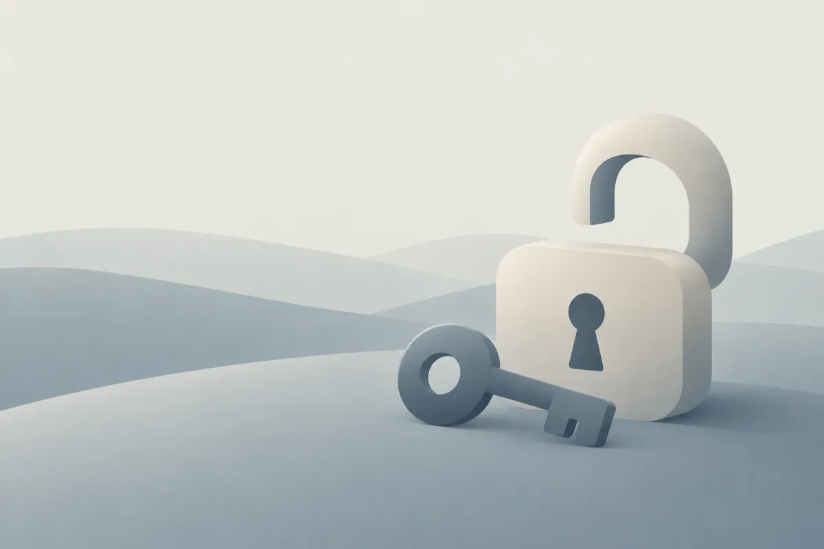 A key beside an open padlock