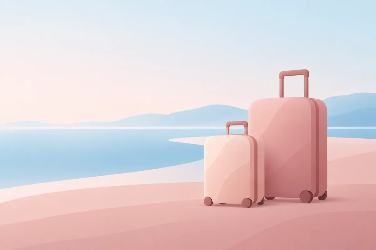 Two suitcases by the shore