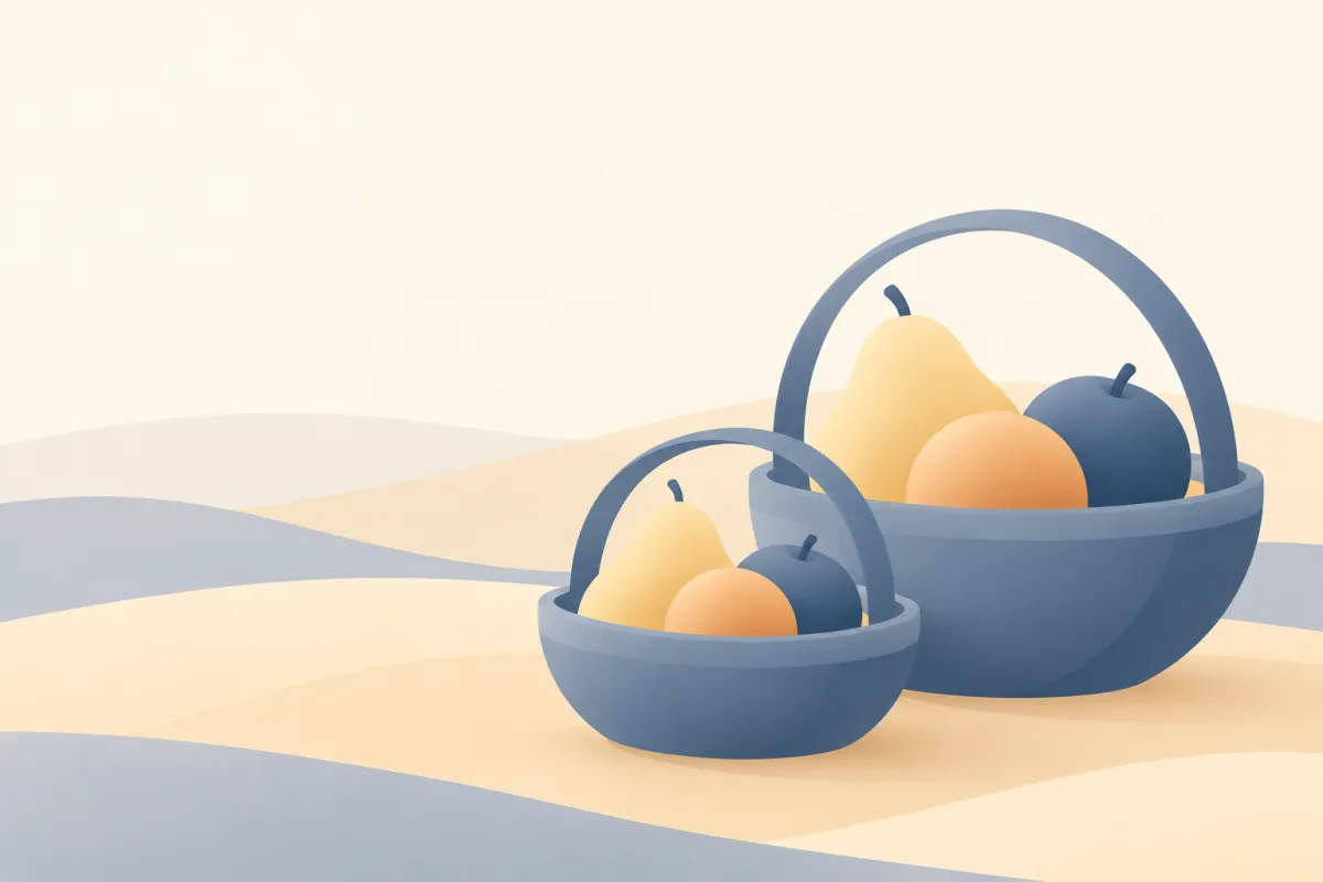 Two baskets with the same fruit