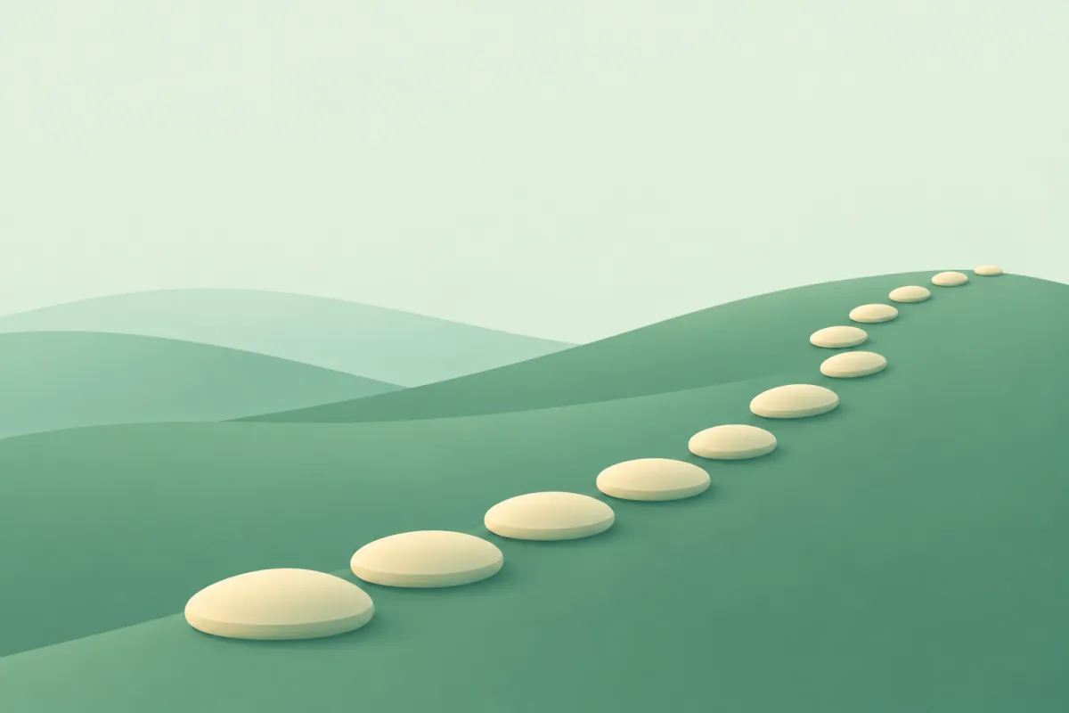 Twelve stones climbing a hill