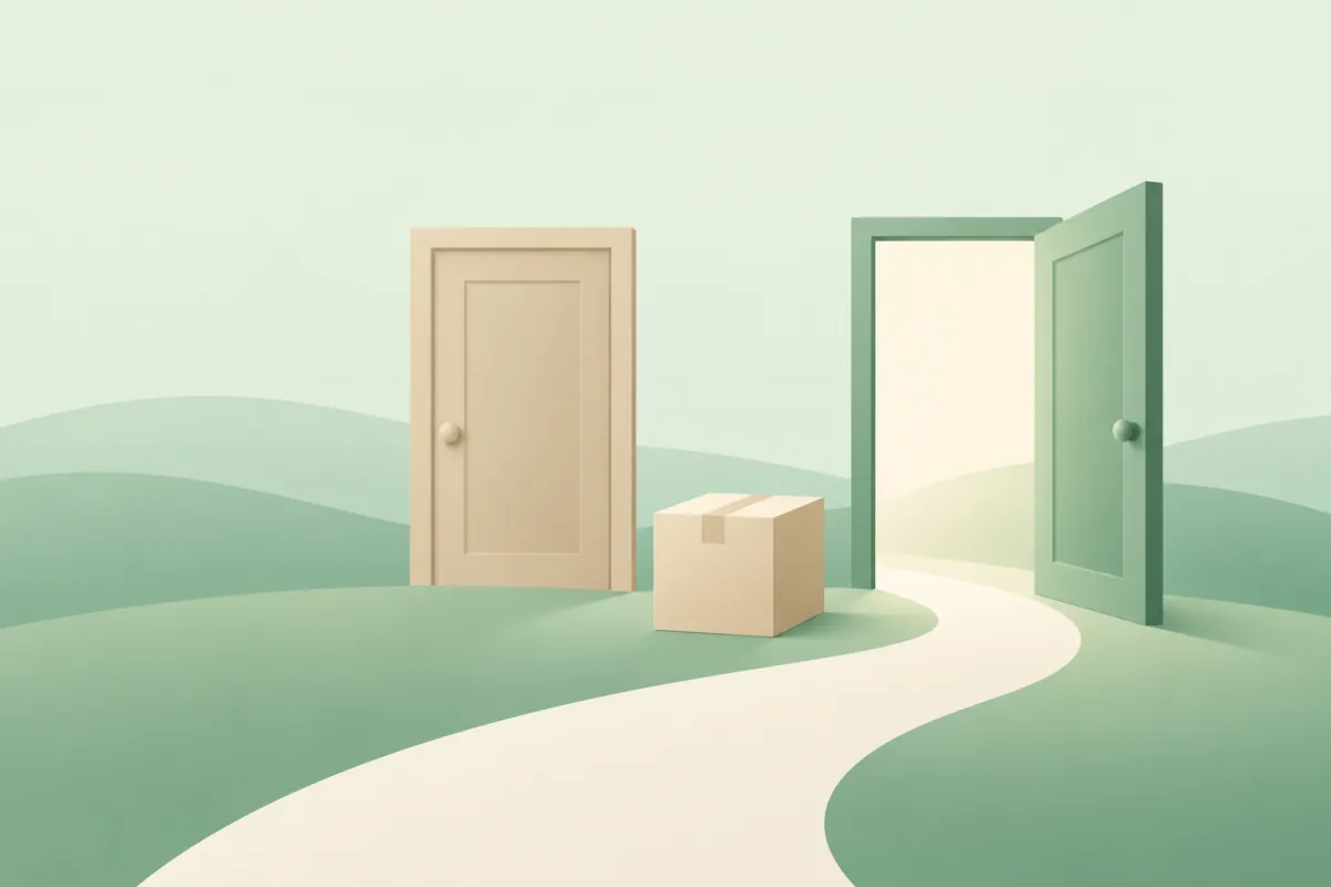 A box between two doors
